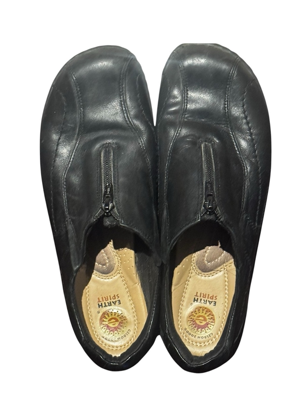 EARTH SPIRIT Black Leather Gelron 2000 Slip-On Comfort Shoes Size 9